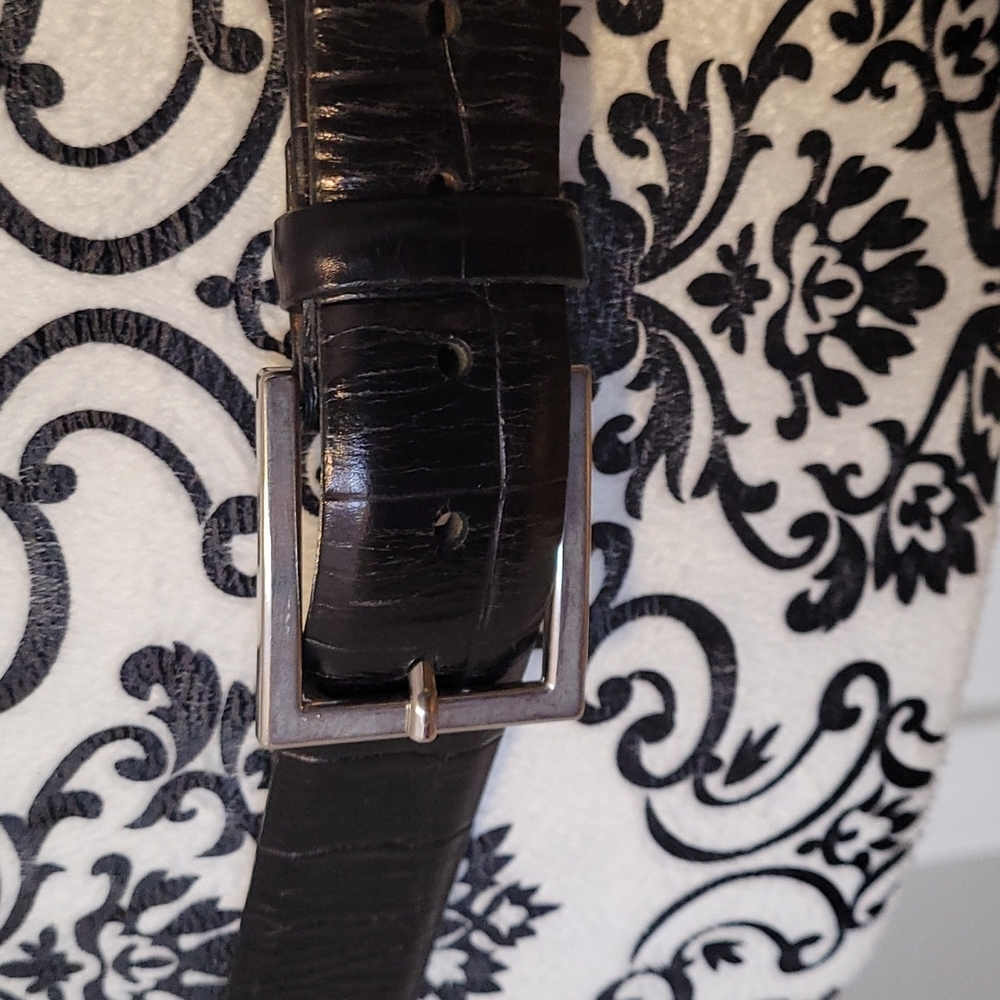 Trafalgar men's size 36" black leather croc embossed belt Made in USA